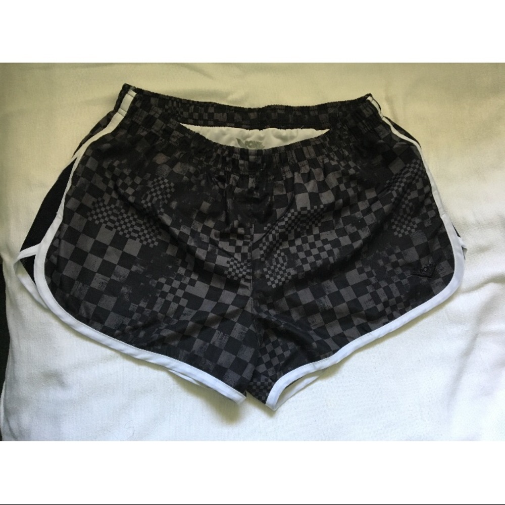 Black checkered running shorts